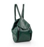 Ciemnozielony plecak damski ze skóry naturalnej - z przodu