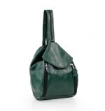 Torba damska ciemno zielona skórzana - z przodu