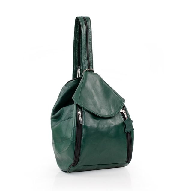 Torba damska ciemno zielona skórzana - z przodu