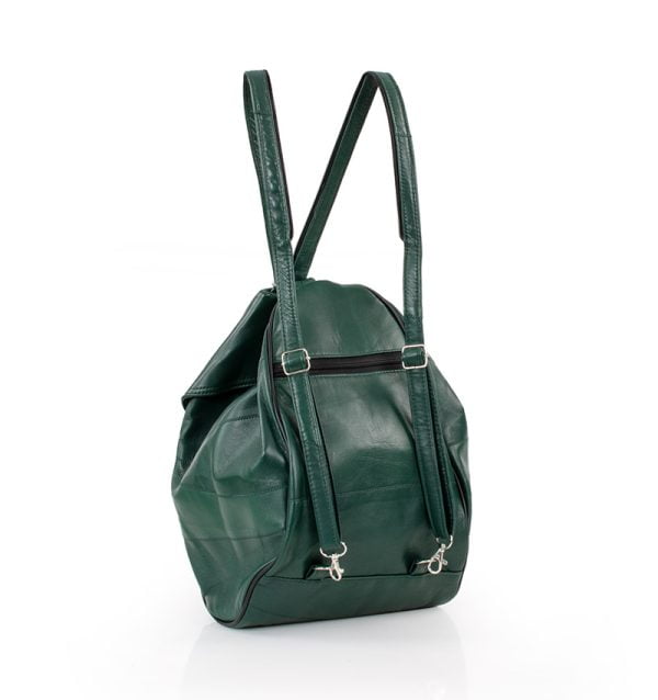 Torba damska ciemno zielona skórzana - z tyłu