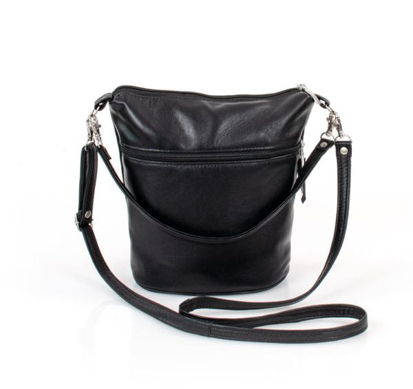 torebka damska, listonoszka, w kolorze czarnym - z tyłu