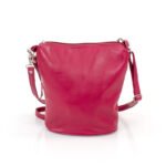 Różowa listonoszka skórzana z owalnym dnem - z przodu