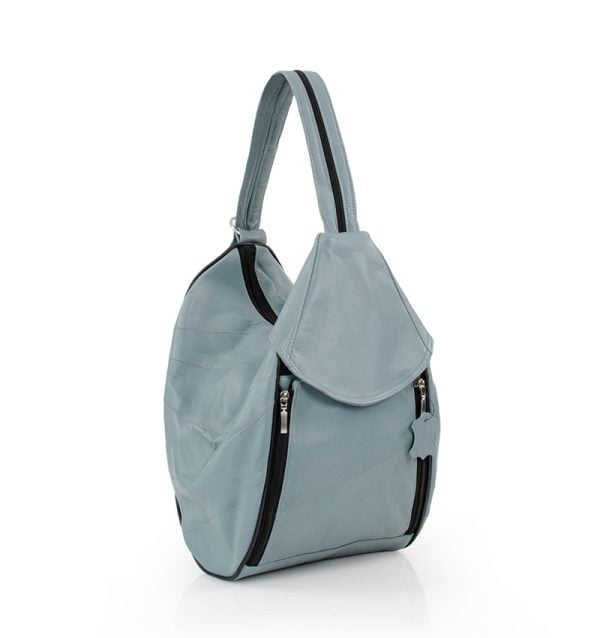 Torba damska błękitna skórzana - z przodu