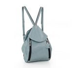 Niebieski plecak damski ze skóry naturalnej - z przodu