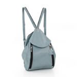 Niebieski plecak damski ze skóry naturalnej - z przodu