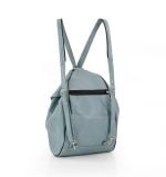 Niebieski plecak damski ze skóry naturalnej - z tyłu
