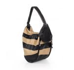 Torba damska w paski beżowo czarna - po skosie