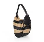 Torba damska w paski beżowo czarna - po skosie