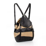 Plecak damski w paski beżowo czarne - z przodu