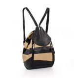 Plecak damski w paski beżowo czarne - z przodu