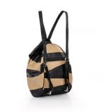 Plecak damski w paski beżowo czarne - z tyłu