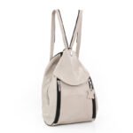 Plecak beżowy, skórzany - z przodu