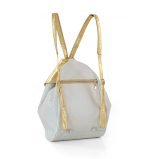 Plecak damski biało-złoty skórzany - z tyłu