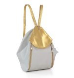 Plecak damski biało-złoty skórzany - z przodu