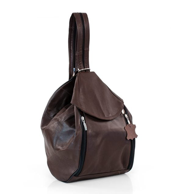 Torba damska ciemny brąz skórzana - po skosie