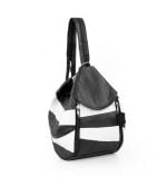 Torba damska skórzana biało czarna - z przodu