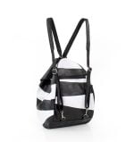 Plecak damski skórzany biało czarny - z tyłu