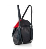 Plecak damski czarno-czerwony skórzany - z tyłu