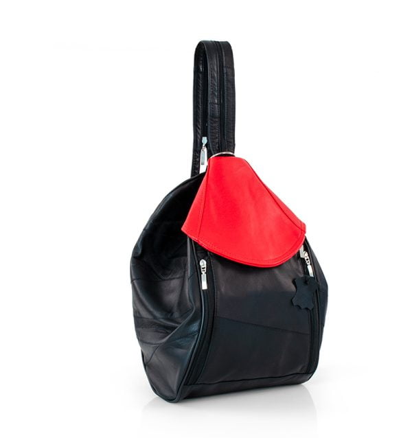 Torba damska czarno-czerwona skórzana - z przodu