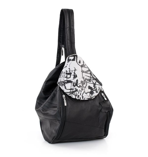 Torba damska czarno-biała skórzana - z przodu