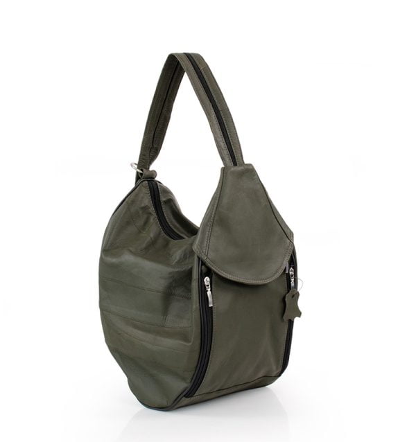 Torba damska skórzana zieleń ciemna - po skosie