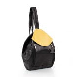 Torba damska czarna z żółtym akcentem skórzana - z przodu