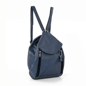 Plecak damski granatowy skórzany - z przodu