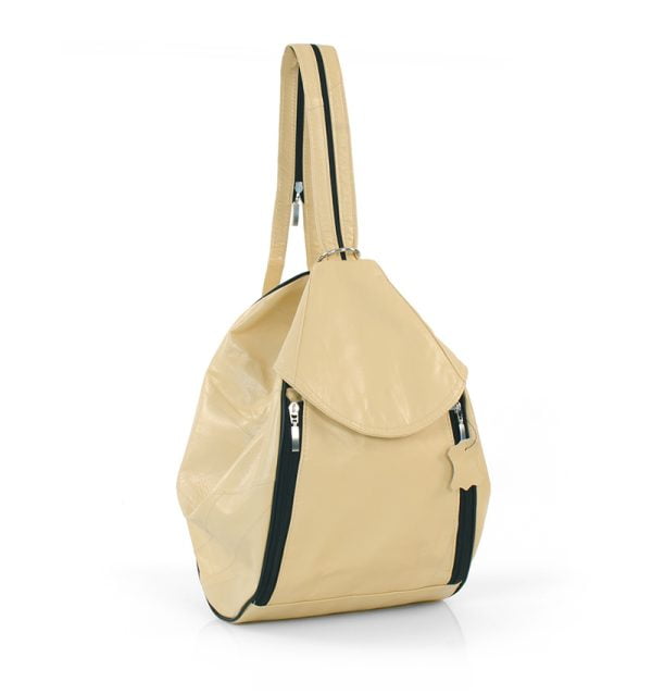 Plecak skorzany kremowy3 Torba damska skórzana jasno beżowa - z przodu