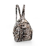 Plecak damski w panterkę, skórzany - z przodu