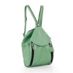 Zielony plecak damski skórzany - z przodu