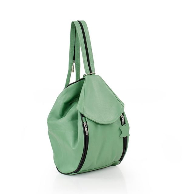 Torba damska zielona skórzana - z przodu