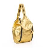 Złota torba damska, skórzana - po skosie