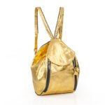 Złoty plecak damski, skórzany - z przodu