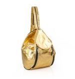 Złota torba damska, skórzana - z przodu