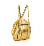 Złoty plecak damski, skórzany - z tyłu