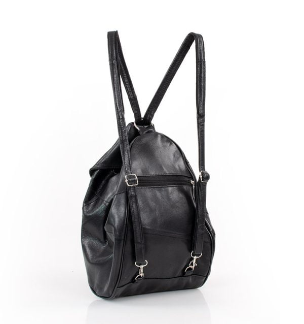 Plecak damski skórzany czarny - z tyłu