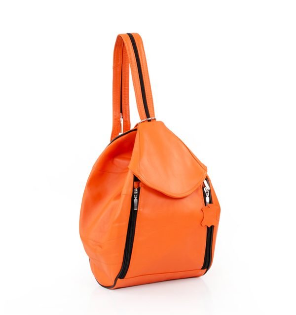 Pomarańczowa torba skórzana - z przodu