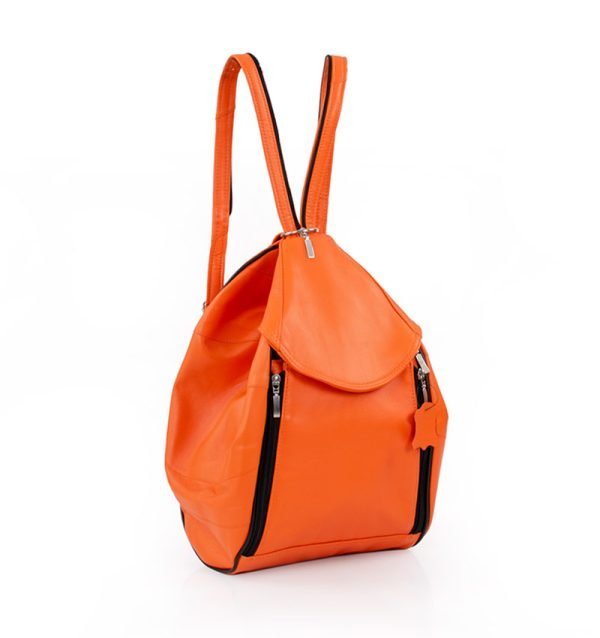 pomarańczowy plecak skórzany Pomarańczowy plecak skórzany - z przodu
