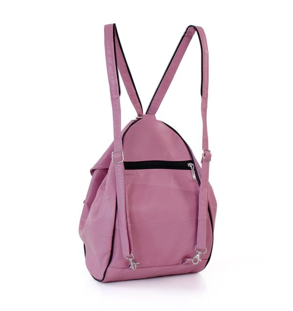 Plecak damski ciemny róż skórzany - z tyłu