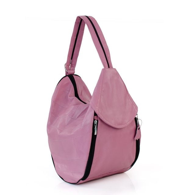 Torba damska ciemny róż skórzana - po skosie