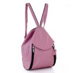 Plecak damski ciemny róż skórzany - z przodu