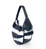 Torba damska skórzana biało granatowa - po skosie