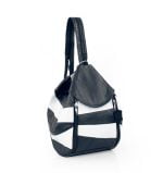 Torba damska skórzana biało granatowa - z przodu