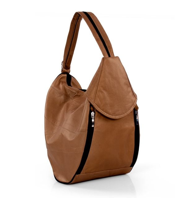 Torba damska brązowa skóra naturalna - po skosie