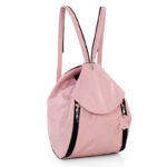 Plecak damski pudrowy róż skórzany - z przodu