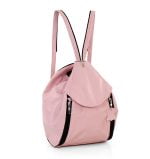 Plecak damski pudrowy róż skórzany - z przodu