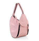 Torba damska pudrowy róż skórzana - po skosie