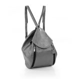 Plecak damski skórzany biało granatowy - z przodu