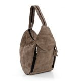 Torba damska brązowa zamsz skórzana - po skosie