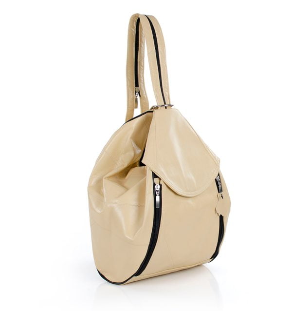 Torba damska skórzana beżowa - z przodu